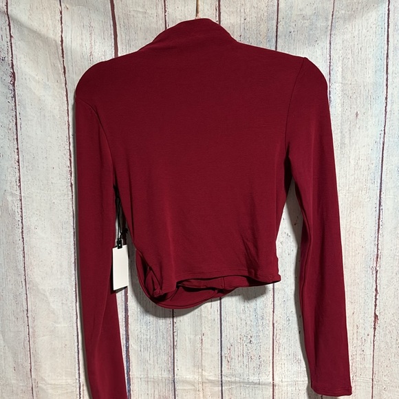 NWT ASTR Asymmetrical Pleated Cutout Mock Neck Top - Picture 11 of 11